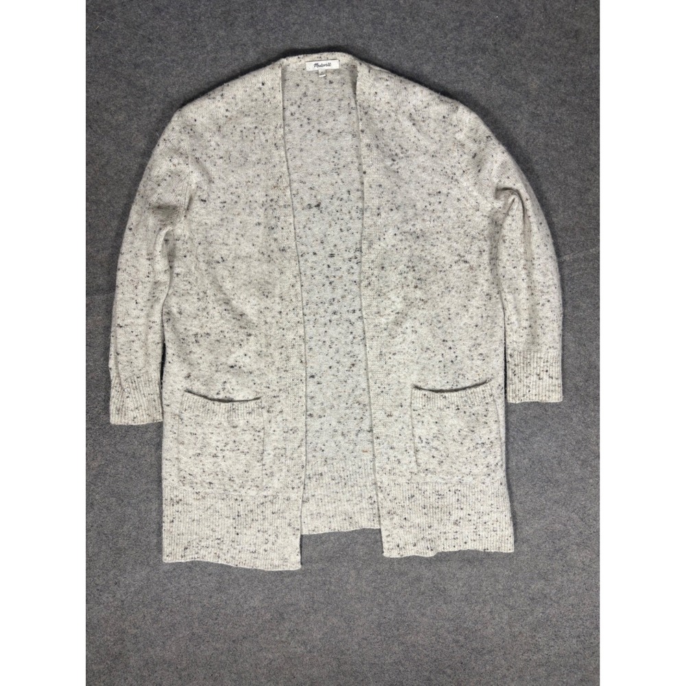 Madewell Kent Cardigan Sweater Womens Small Cream Gray Donegal Speckled H3504